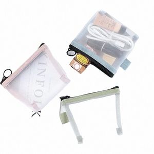 Transparent Mesh Lipstick Storage Bag Portable Mini Cosmetic Bag Makeup Case Key Earphe Data Line Organizer Card Holder Pouch P9eh#