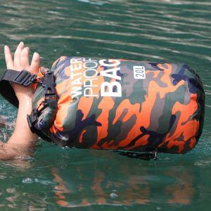 PVC Waterproof Dry Bag 5L 10L 20L 30L Camo Outdoor Diving Foldbar Man Women Beach Swing Bag Rafting River Ocean Ryggsäck