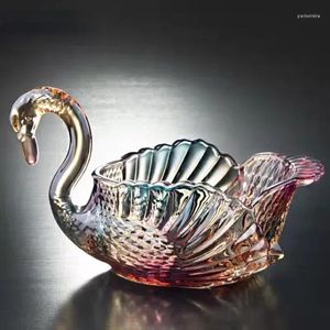 Storage Bottles European-style Swan Glass Fruit Plate Home Living Room Basket Creative Crystal Candy Dried