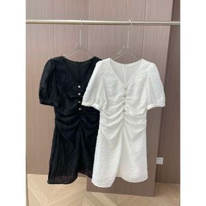 2024 Women's Clothing Puff sleeve silk jacquard dress Spring Summer New 330