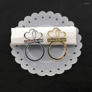 Parti Malzemeleri Özel Acrylictowel Toka Peçete Yüzüğü Düğün Sevgililer Günü El Masa Dekor Metal Altın Tutucu Kağıt
