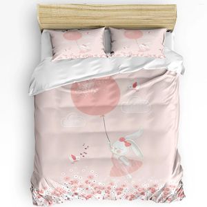 Bedding Sets Pink Cartoon Flower Set 3pcs Boys Girls Duvet Cover Pillowcase Kids Adult Quilt Double Bed Home Textile