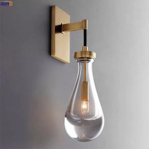 IWHD Water Droplet Crystal LED Wall Light Fixtures Copper Parts Bedroom Living Room Bathroom Mirror Beside Lamp Nordic Wandlamp