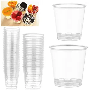 Disposable Cups Straws 30/50X Cake DIY Reusable Pudding Boxes Dessert Muffin Cup Round Plastic Transparent Cupcake