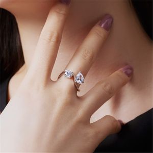 1.25ct Armut Altın Yüzük Kadınlar için 925 STERLING Gümüş Düğün Nişanı Elmas Tasarımcı Yüzük Kadın 5a Zirconia Lüks Takı Günlük Kıyafet Hediye Kutusu Boyutu 5-9