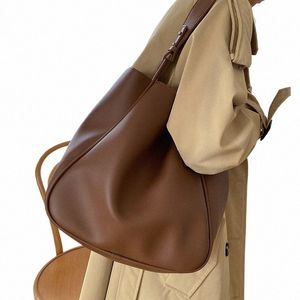 korean vintage Large Capacity Shoulder Bags for Women Fi PU Leather Handbag and purses female Menger Bag Lady big Tote m6eD#