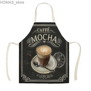 Gruppi di caffè Modello da caffè da donna cucina il ristorante del grembiule Cafe Shop cotone e lino strumenti per la pulizia del grembiule essenziale tavolino Y24040194en