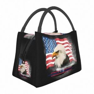 Patriotic USA Flag American Eagle Yalıtımlı Öğle Yemeği Tote Çanta Kadınlar İçin Taşınabilir Termal Soğutucu Yemek Öğle Yemeği Kutusu Hastanesi Ofis S5G7#