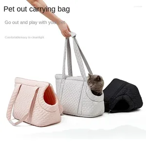 Cat Carriers Korean version av Pet Autumn and Winter Cotton Portable Bag One-Shulder Outing Handbag