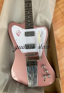 Custom Shop 1965 Chitarra elettrica non inversa Fire bird V con Vibrola Chrome Hardware Pink7226792