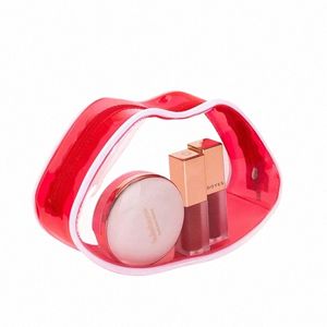 Transparente Frauen Kosmetiktaschen Wasserdichte PVC Nette Rote Lippen Form Lippenstift Beutel Reise Make-Up Lagerung Organizer Accories Y2vF #