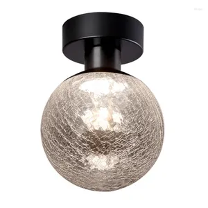Portacandele Lampada di lusso per illuminazione a soffitto a LED decorativa vintage in vetro incrinato antico nordico