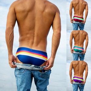 Mutande MONERFFI Costume da bagno triangolare da uomo Vita bassa Custodia sexy Slip da bagno maschile Costume da bagno a righe Uomo Costume da bagno da surf Pantaloncini da spiaggia