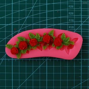 Bakningsformar 3D Rose Flower Silicone Mögelgummi Pasta Fondant Bröllopstårta Decorating Sugarcraft Tools F0846