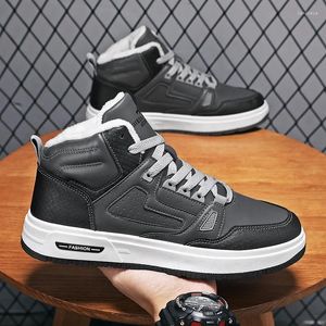 Sapatos casuais masculinos inverno moda térmica tênis concisos amarram confortável vulcanizar