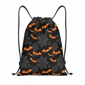 Özel Halen Yarasalar Örümcek Desen Drawstring Çantası Yoga Backpacks Goth Gizli Cadı Sihirli Spor Spor Salonu Sackpack 37v3#