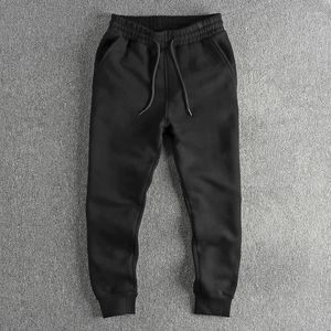 Mäns byxor 2024 Solid Color Minimalist Casual för män Tung vikt Plush och tjock dragstring Midje Sports Leggings 611