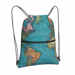 Vintage Map of the World 1897 DrawString väskor Ryggsäckar Kvinnor Kvinnor Ryggsäck Skolsko Dans Yoga Shop High Capacity Retro B2A7#