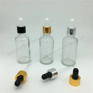 Bottiglie di stoccaggio 10 pezzi 50 ml contagocce in vetro trasparente 50 cc bottiglia contenitore pipetta per olio trasparente con