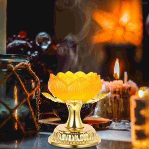 Candle Holders Lotus Ghee Lamp Holder Base Butter Decor Alloy Tea Light Decorative
