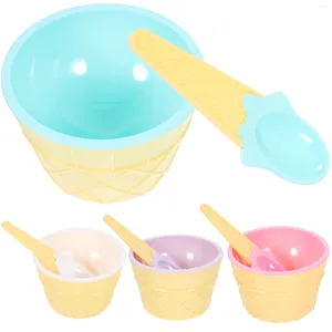 Skålar glass tillbehör parti gynnar fruktsallad plastkoppskedar barnbehållare