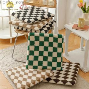 Cushion/Decorative Pillow Ins grid mat anti slip square soft cushion sofa student chair sofa cushion home office decoration sofa cushion CH8 Y240409