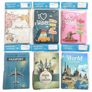 Neu eingetroffen Reisezubehör World Travel Explore Passport Cover ID Kreditkarte Tasche 3D Design PU Leder Reisepass Tasche g8Pk #