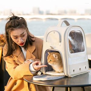 Cat Carriers Transparent Travel Carry Bag Carrying Space Puppy Portable Outdoor Cats Backpack Breathable Mochila Gato Pet Items