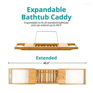 Tea Trays BathTub Spa Caddy Portable Justerbar 40 tums arrangör förvaring Serving Tray Waterproof Foldbar Metal Book Tablett vinglas