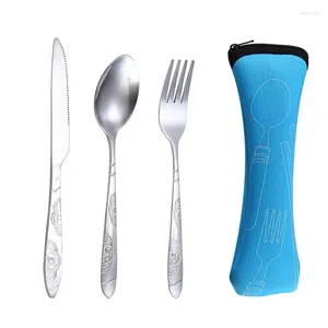 Flatware Sets 4 Pcs Silver Tableware Set / Stainless Steel Coffee Spoon Kitchen Dinner Portable