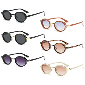 Sunglasses Metal Frame Oval Retro Hip-Hop UV400 Punk Shades 90s Style Glasses For Women Men