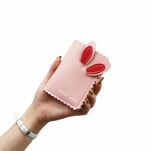 8 Card Slot 1 Photo Slot Wallet Short Cute Rabbit Ear Female Wallet Zero Wallet 2024 Korean PU Zipper Purse C Card Holder o78V#