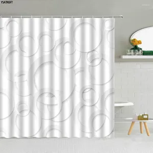 Tende da doccia Cerchio senza cuciture Tenda astratta Tenda geometrica Bagno Tessuto in poliestere Casa moderna Zen Pietra Orchidea Decor Gancio