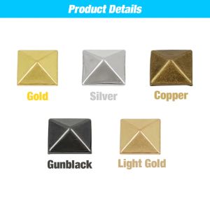 100 Sets 6-12mm Metal Square Rivet Pyramid Cap Hitets Studs For Leather Craft Bav Belt Clothing Goment Shoes Pet Accessories