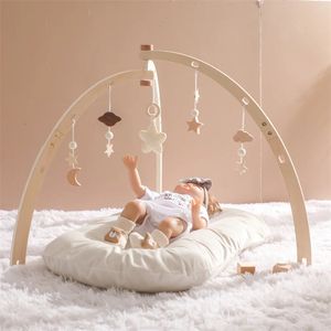 Baby Holz Gym Rahmen Schiene Dreieck geboren Aktivität Gym Rahmen Stern Wolke Hängen Anhänger Rassel Spielzeug Für Baby Montessori Spielzeug 240327