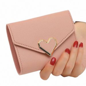 nuovi portafogli donna corti Kpop portafoglio a forma di cuore carino piccolo da donna portafoglio in pelle PU di alta qualità sottile semplice borsa femminile z6RP #