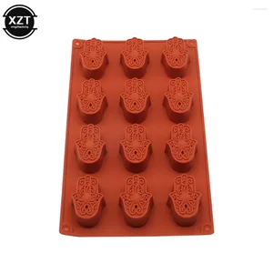 Stampi da forno 12 fori Stampo in silicone Mini Lotus nel palmo del sapone Khamsah fai da te per realizzare la mano della mascotte di Fatima