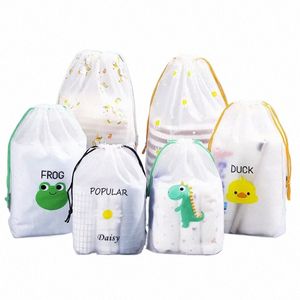 3pcs/set Cute Drawstring Bag Travel Portable Shoes Clothes Underwear Towel Waterproof Storage Bag Skincare Cosmetic Organizer V0Ai#