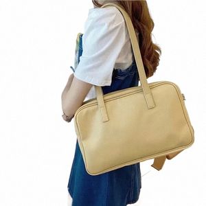 College Style Girls Student Shoulder Bag Pu Leather Women Daily Underarm Bag stor kapacitet FI Damer Small Tote Handväskor E88T#