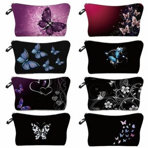 Piękny Butterfly Printing Girl's Cosmetics Bag damska szminka do przechowywania torebki makijaż