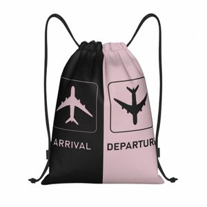 plane Arrivals And Departures Drawstring Bags Portable Sports Gym Sackpack Plane Aviator Airplane Training Storage Backpacks 79LH#