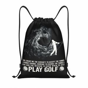 Engraçado Golf Quote Drawstring Backpack Sports Gym Bag para Mulheres Homens Treinamento Sackpack a8mF #