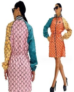 Women's Jackets new Luxury Brand designer Tops new outdoor fashion printed patchwork long peplum coat women's Dresses