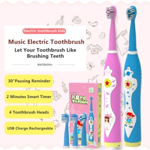 toothbrush Child Electric Toothbrush Dental Electric Cleaning Brush Kids Ultrasonic Rechargeable Toothbrush Music Sonic Toothbrush