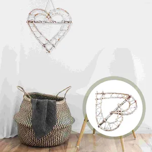 Decorative Flowers Double Heart Wreath Handmade DIY Manual Artificial Pendant Accessories Rattan Natural Party Supply Christmas Garland