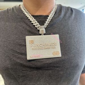 Rapper personalizzato in fabbrica Iced Out Vvs Lab Moissanite Diamond Hip Hop Ciondolo con carta di credito S925 / 10k / 14k / 18k Produttore di gioielli