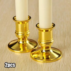 Castiçais padrão taper tradicional forma weddinghome decoração 2pcs base jantar banhado a prata