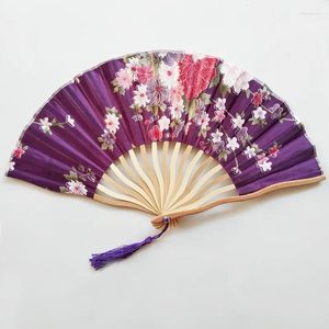 Decorative Figurines Hand Fan Cloth Folding Chinese Japanese Style Home Decoration Art Craft Gift Wedding Party Dance Flowers Pattern Silk