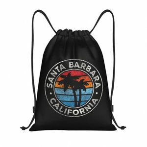 Santa Barbara Califórnia CA Vintage Graphic Retro Drawstring Bags Gym Bag Hot Lightweight E0si #