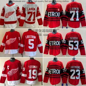 Red Wings Ice Hockey Suit 71 93 Haftowane Jersey American Professional Team Odwracanie
